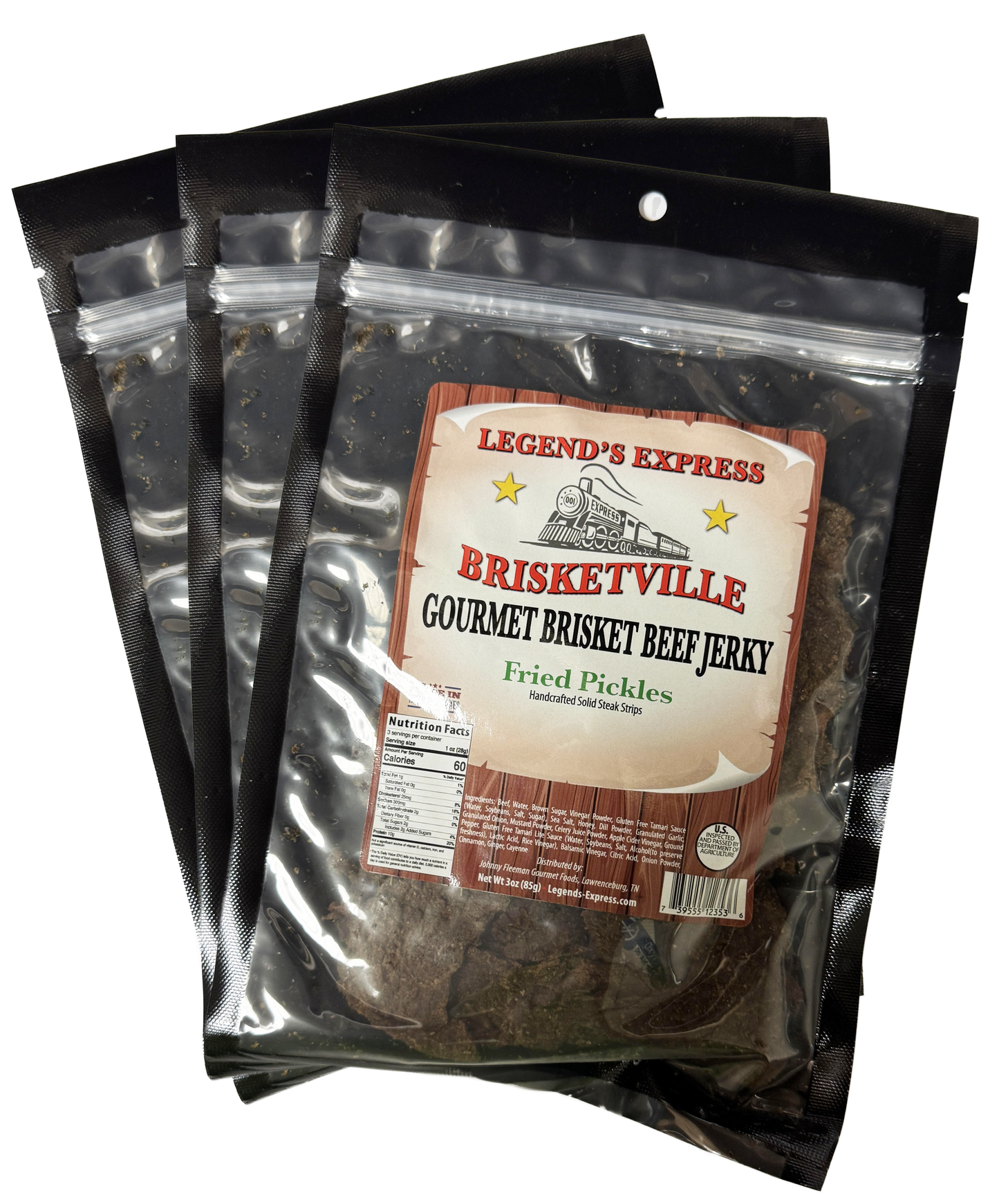 Brisketville Gourmet Brisket Beef Jerky - Fried Pickles Flavor (3pk)