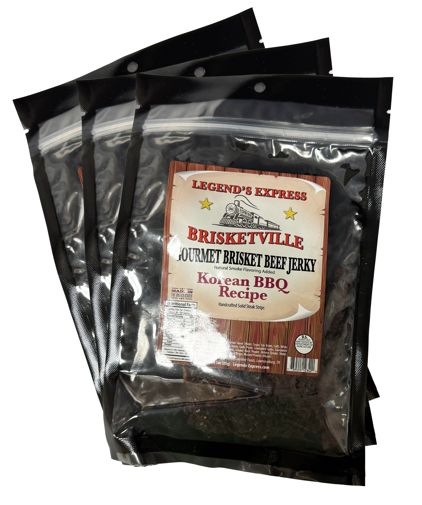 Brisketville Gourmet Brisket Beef Jerky - Korean BBQ(3pk)