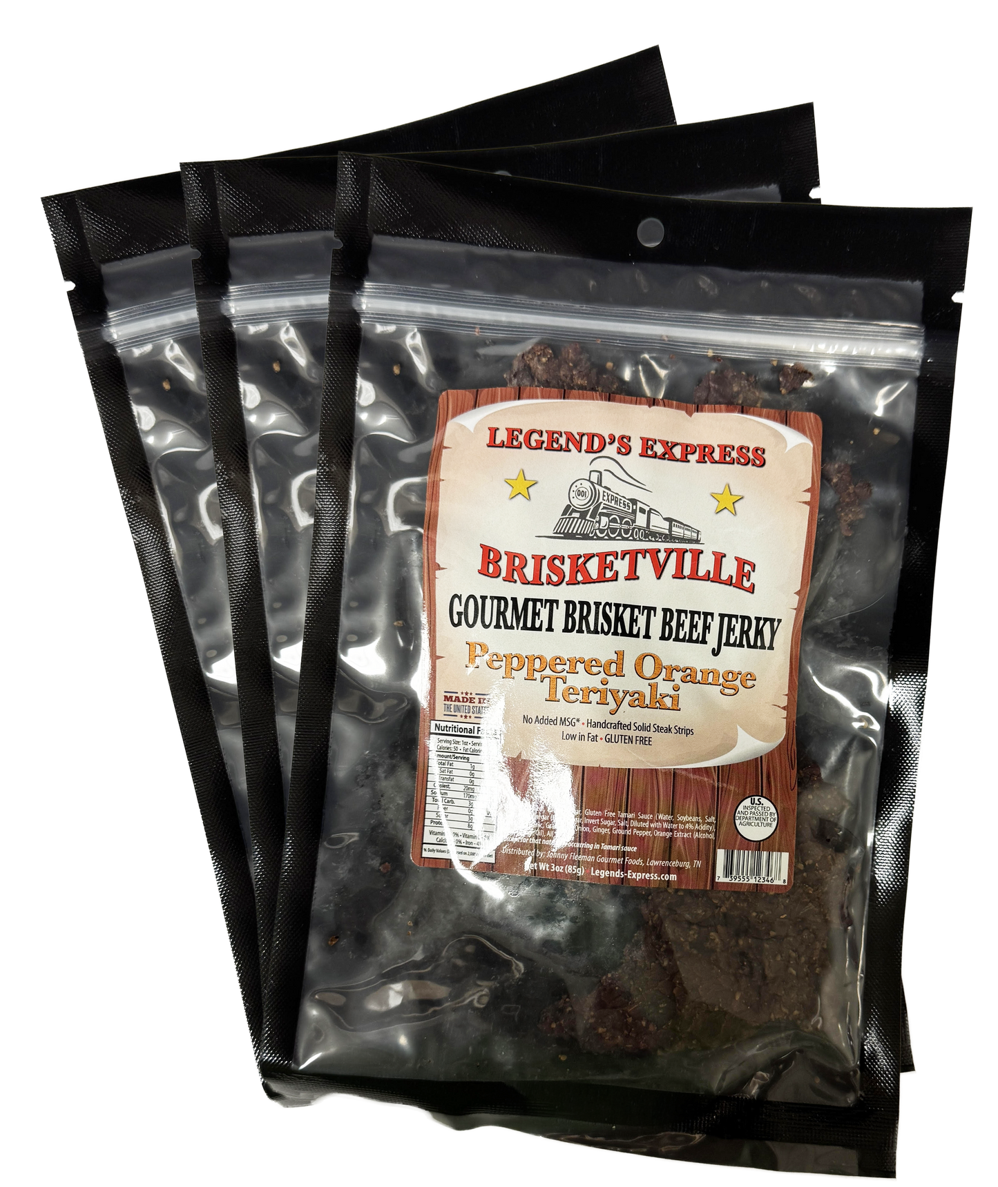 Brisketville Gourmet Brisket Beef Jerky - Pepper Orange Teriyaki (3pk)