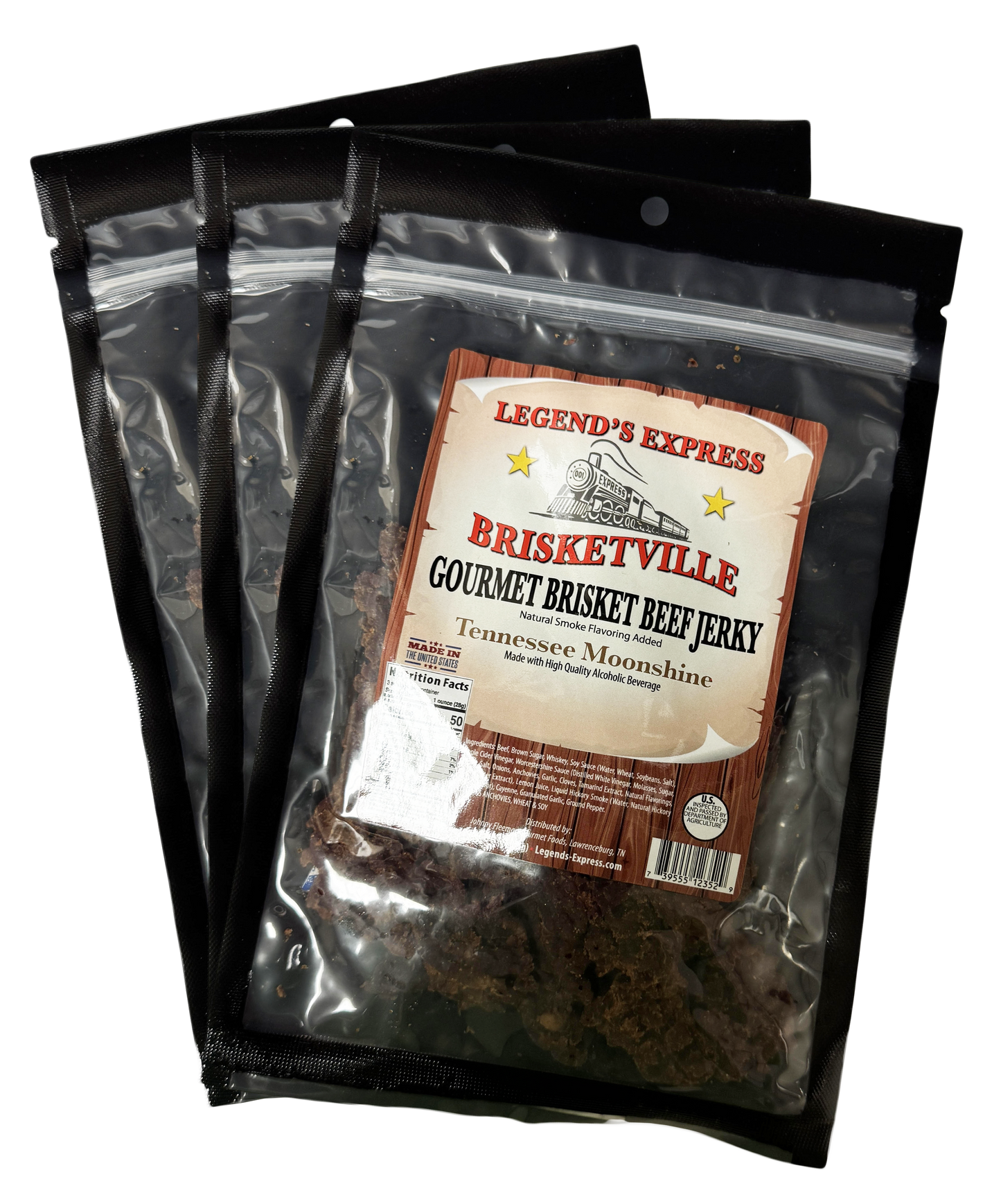 Brisketville Gourmet Brisket Beef Jerky - Tennessee Moonshine Flavor (3pk)