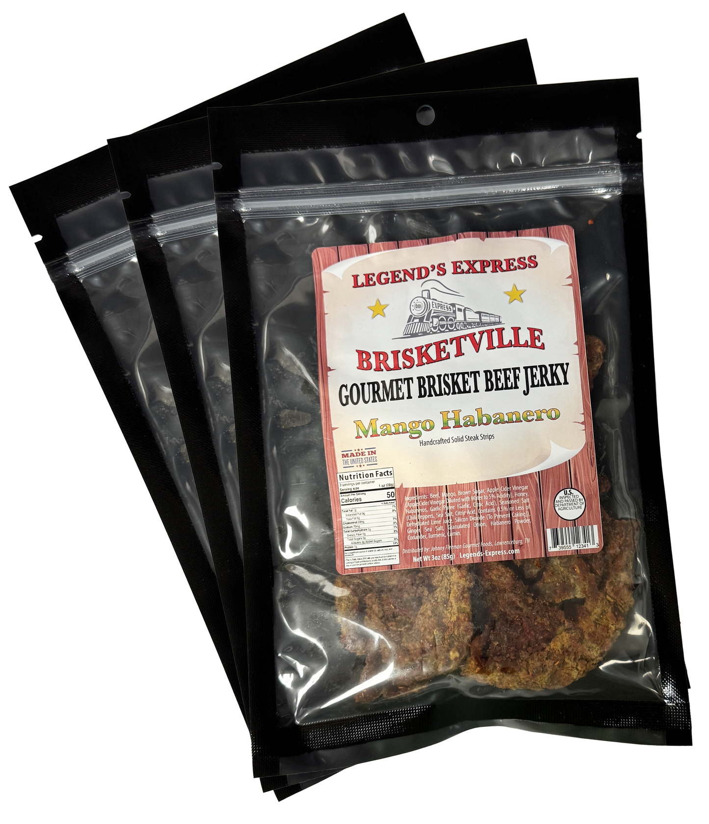 Brisketville Gourmet Brisket Beef Jerky - Mango Habanero Flavor (3pk)