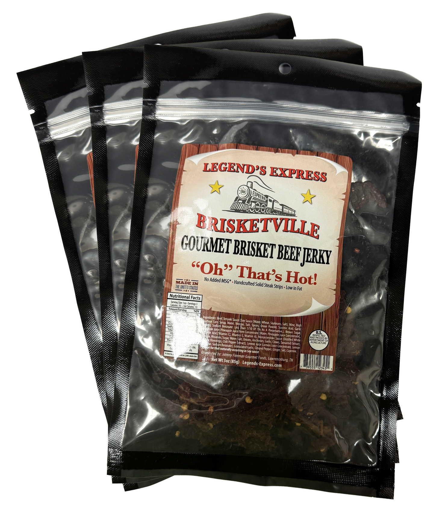 Brisketville Gourmet Brisket Beef Jerky - Oh Thats Hot Flavor (3pk)